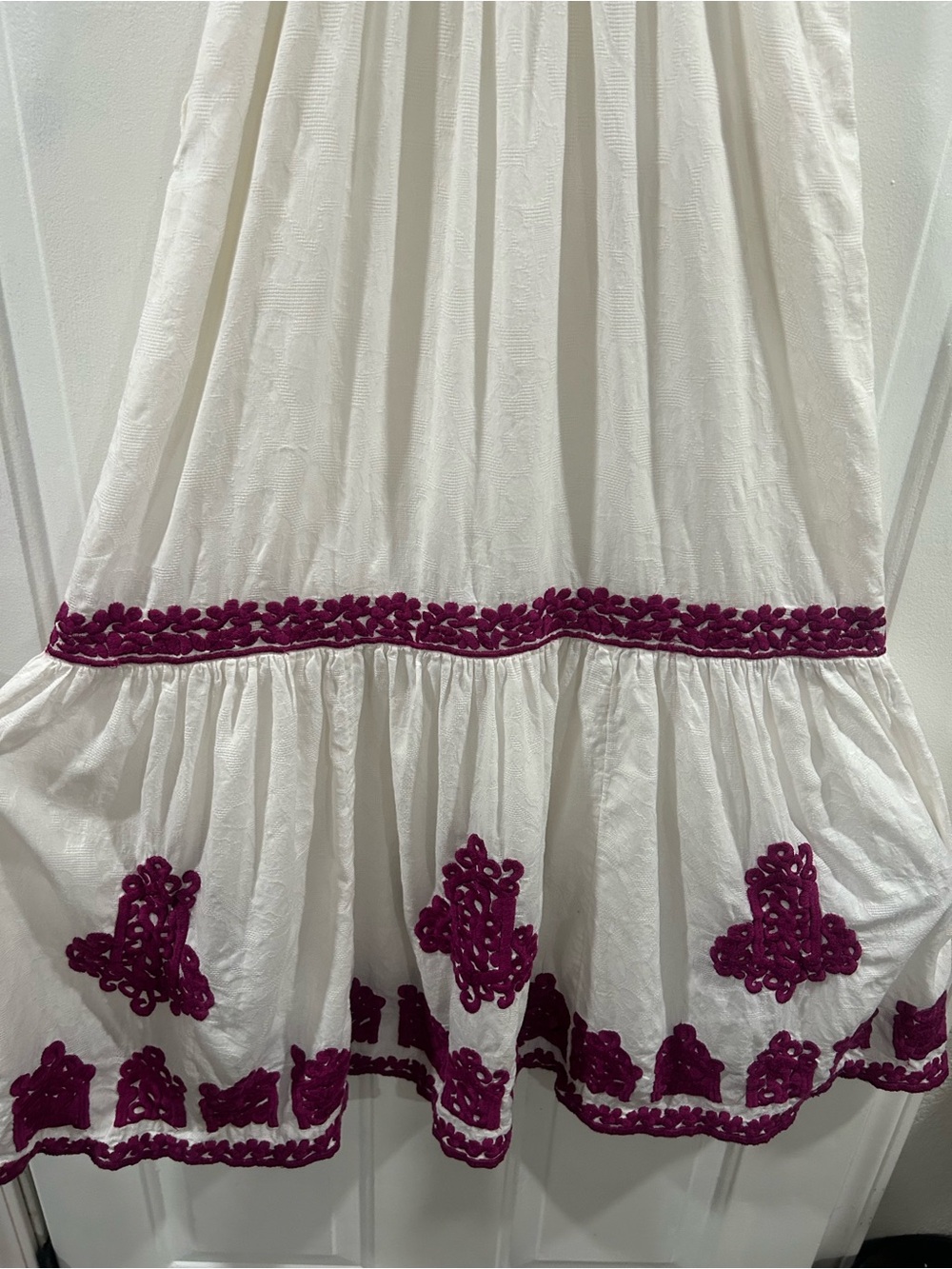 Anthropologie White Maxi Dress with Pink Embroidered Bodice - Picture 8 of 12